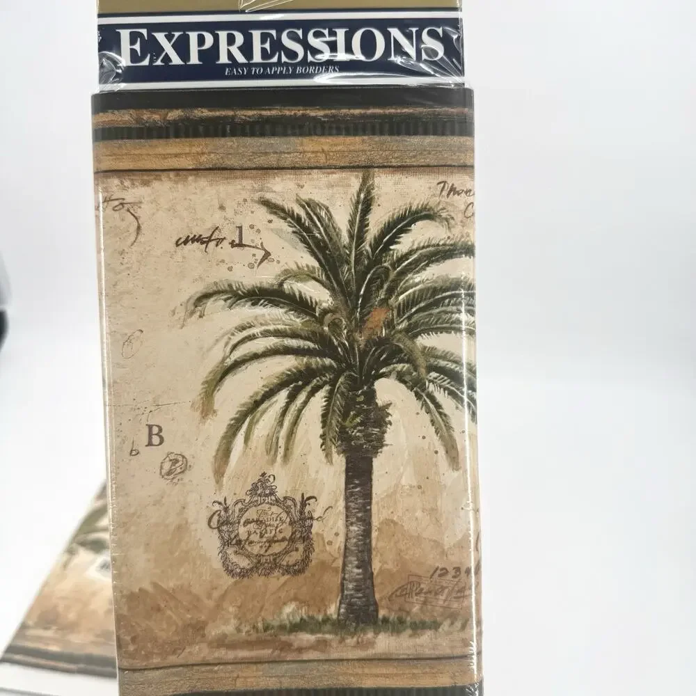 4 VTG Expressions Prepasted Wallpaper Border Palm Trees SB10245B Tropical